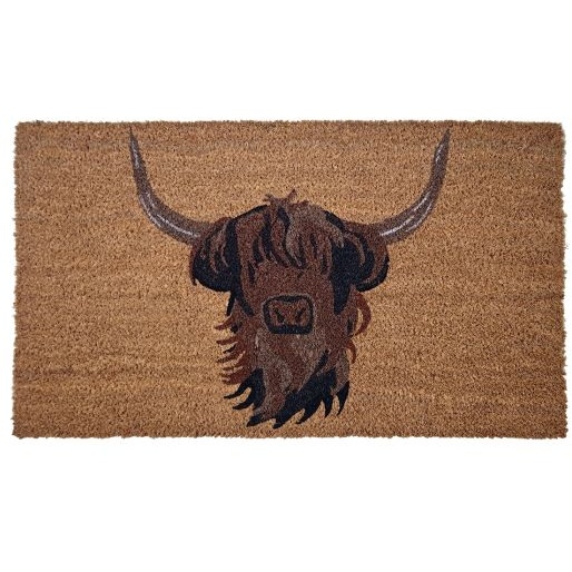Likewise Matting Highland Cow 70X40cm Coir Mat - Natural
