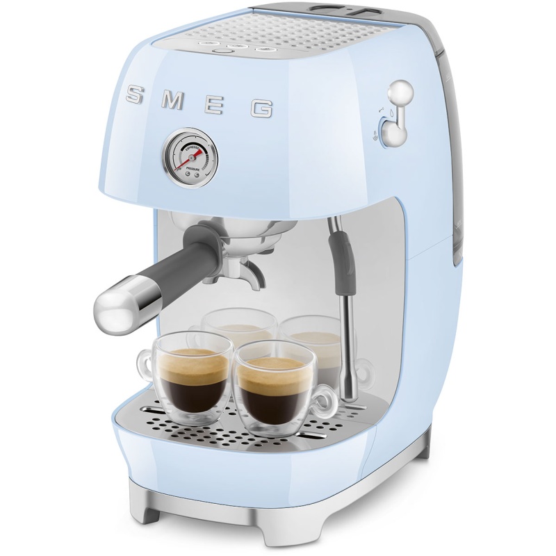 Photos - Coffee Maker Smeg ECF03PBUK Manual Espresso Coffee Machine with Cold Brew - Pastel Blue 