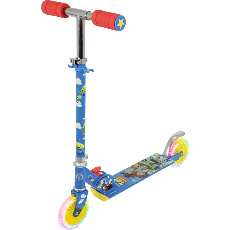 MV Sports Toy Story Folding Inline Scooter with Light Up Wheels