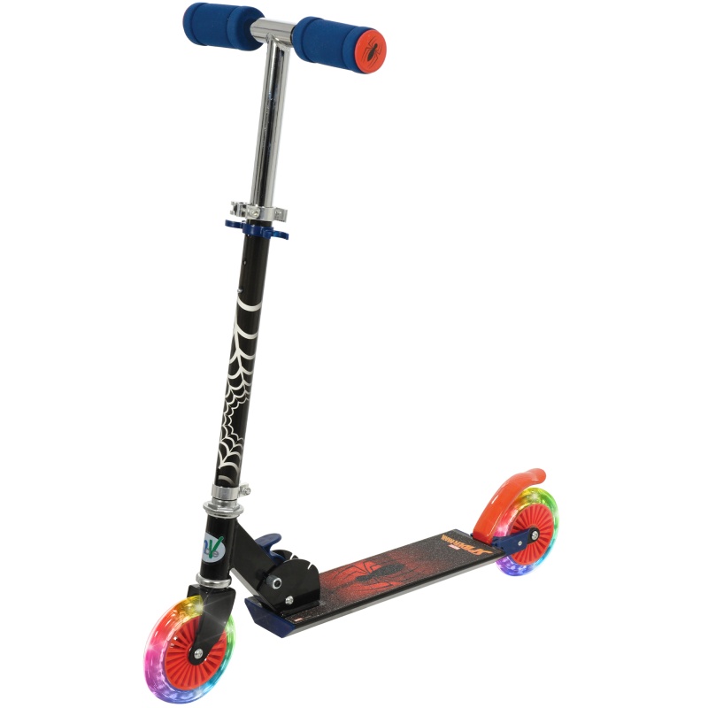 MV Sports Spiderman Folding Inline Scooter with Light Up Wheels