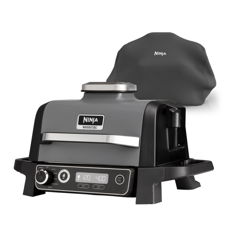 Ninja Ninja OG703UK Outdoor Woodfire Electric BBQ Grill & Smoker with Cover - Black