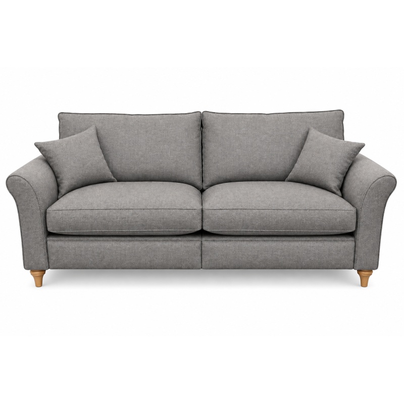 Parker Knoll Parker Knoll Hazel Grand Sofa in Zahara Pewter Fabric With Vintage Oak Leg