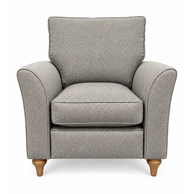 Parker Knoll Parker Knoll Hazel Chair in Zahara Pewter Fabric With Vintage Oak Leg