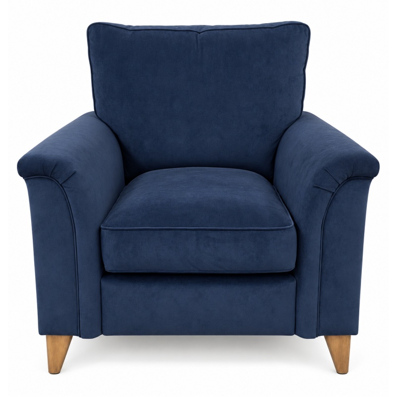 Parker Knoll Parker Knoll Rowan Chair in Combarro Midnight Fabric With Vintage Oak Leg