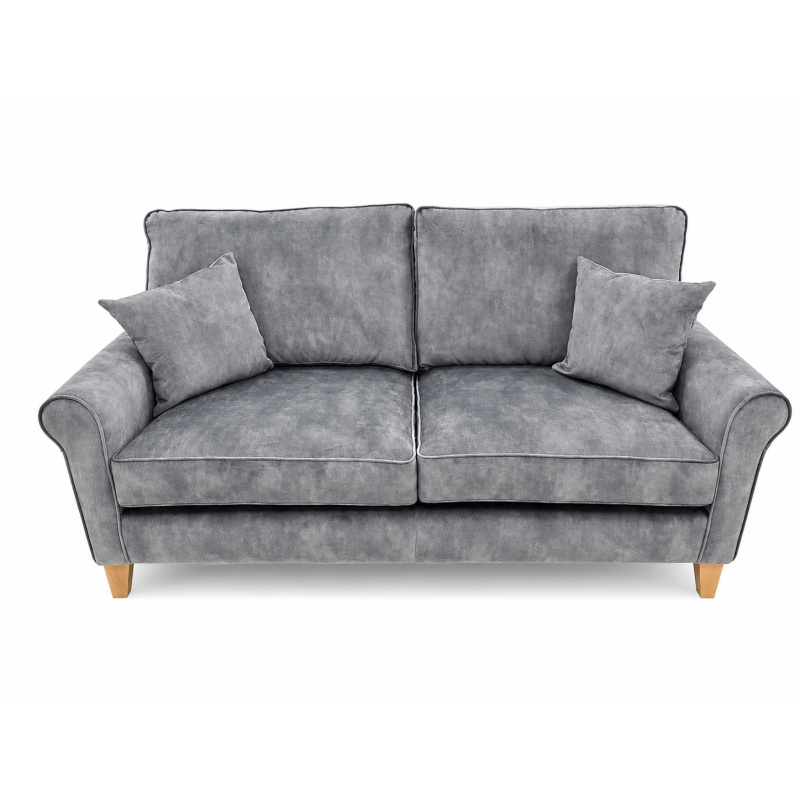 Alstons Alstons Paulina 3 Seater Sofa in Armour Jewel Velvet Plain Fabric With Light Feet & Scatter Cushions