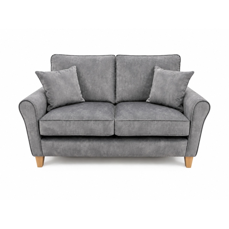 Alstons Alstons Paulina 2 Seater Sofa in Armour Jewel Velvet Plain Fabric With Light Feet & Scatter Cushions