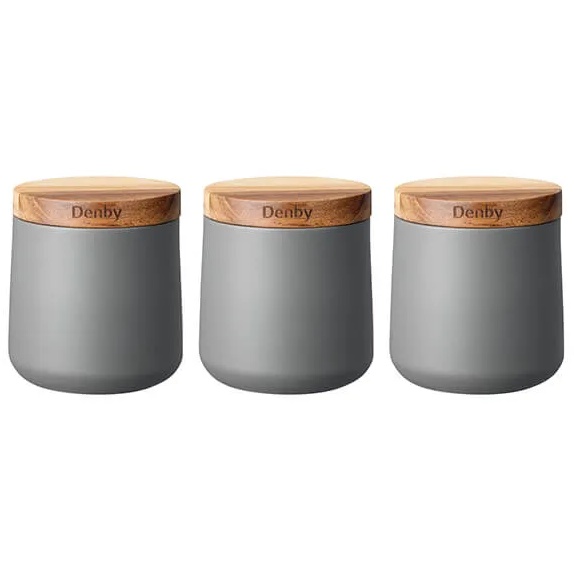 Denby Denby Set of 3 Storage Canisters - Grey