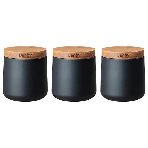 Denby Denby Set of 3 Storage Canisters - Black