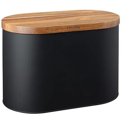 Denby Bread Bin With Acacia Lid - Black