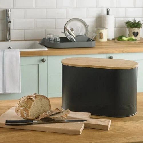 Denby Bread Bin With Acacia Lid - Black