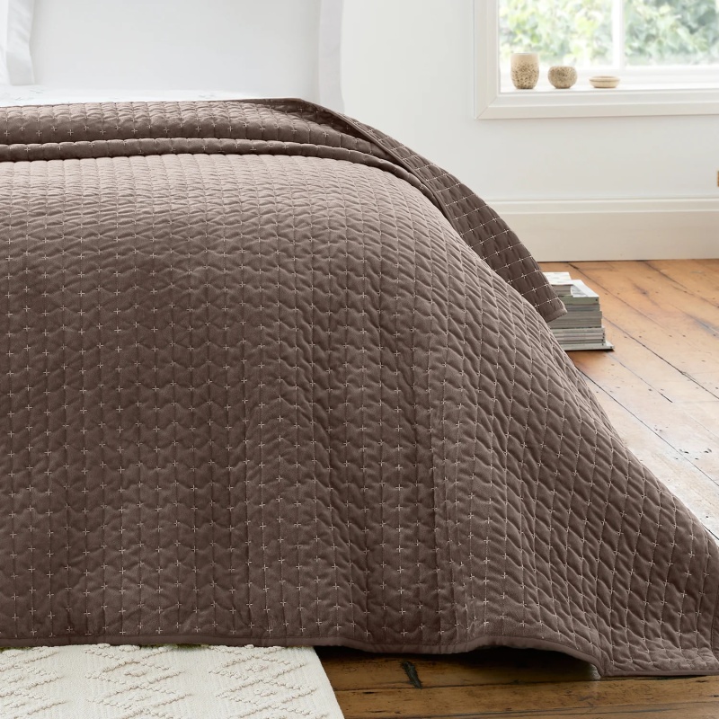 Bianca Bianca Attica Velvet Bedspread 240x260cm - Chocolate