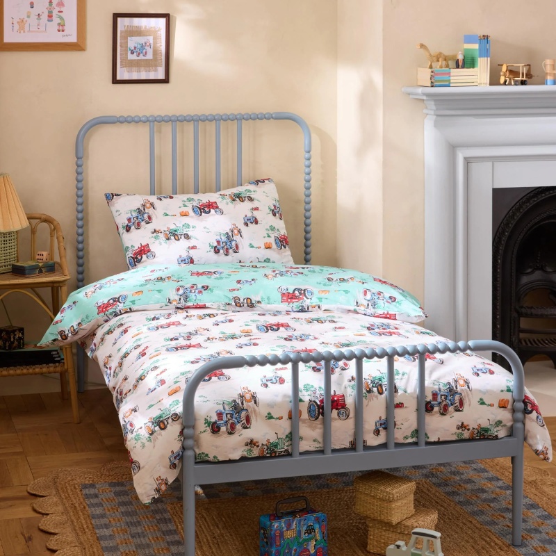 B&Q -  Vintage Tractors Reversible Double Duvet Cover Set With Pillowcases Cream - Image 6