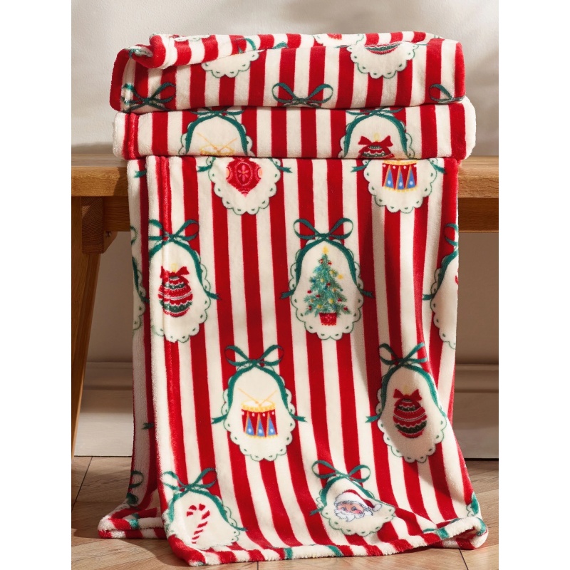 Catherine Lansfield Catherine Lansfield Christmas Vintage Stripe Throw 130x170cm - Red