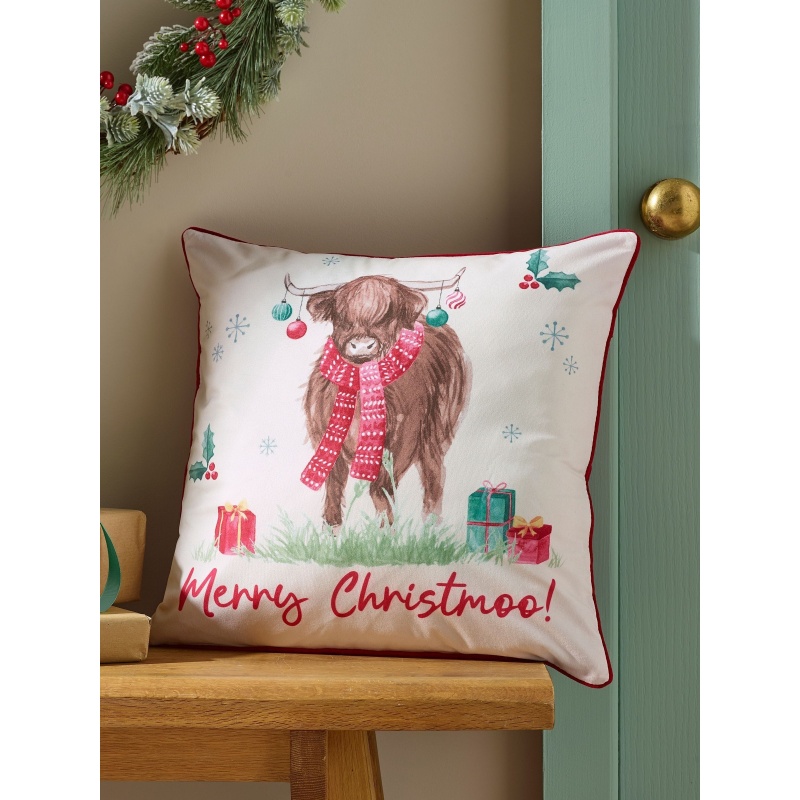 Catherine Lansfield Catherine Lansfield Merry Christmoo Filled Cushion 45cm - Natural