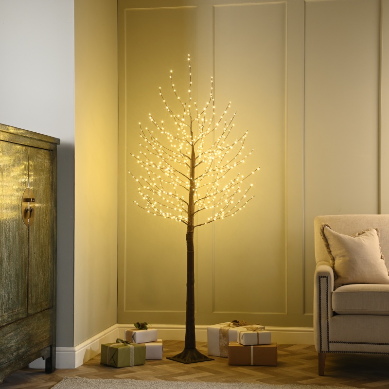 Festive Festive Brown LED Twig Tree 150cm - Warm White