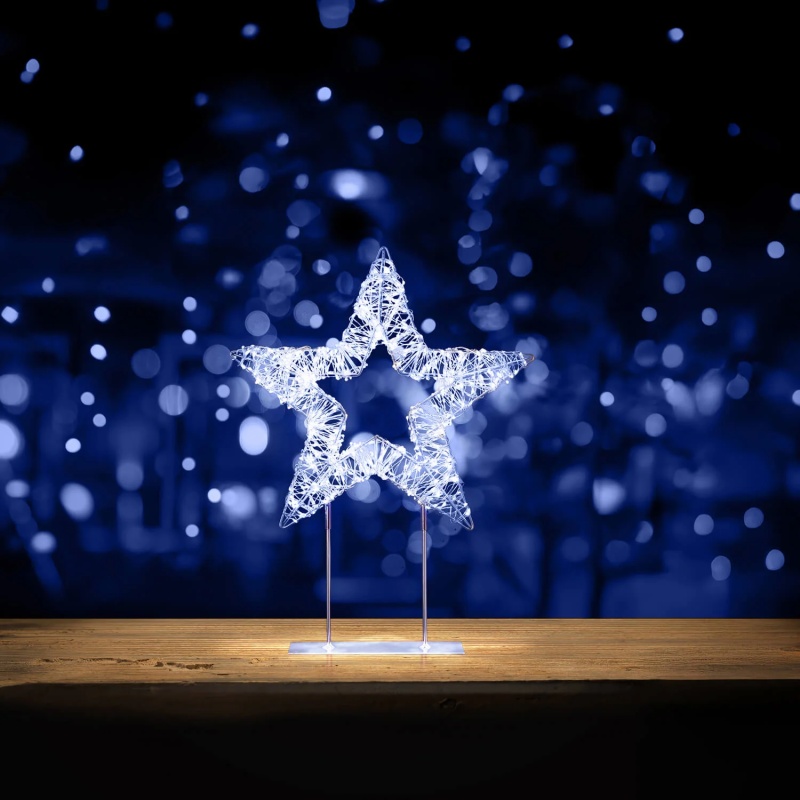 Premier Premier Twinkling Lit Table Top Star 45cm - Silver