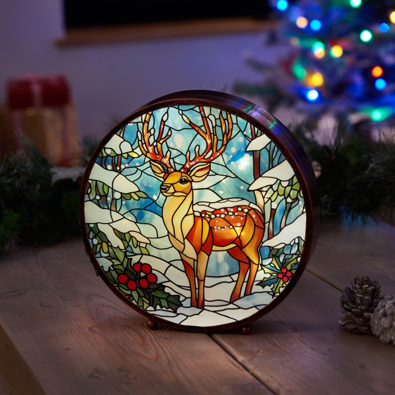 Smart Garden Three Kings InLit Panel Art Stained Glass Effect Winter Stag