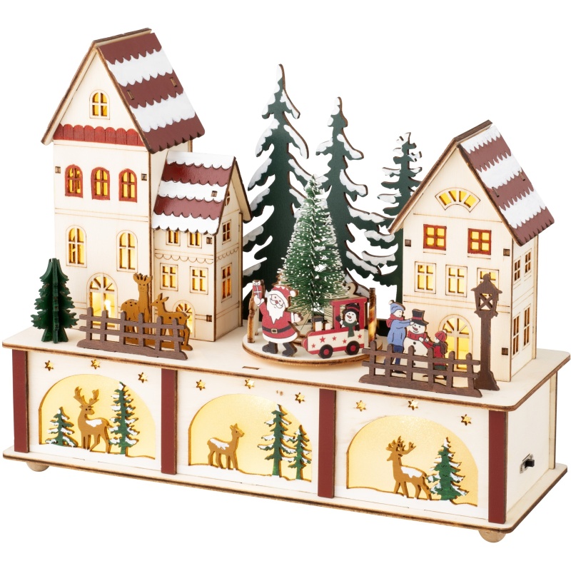 Lumineo Lumineo Lit Wooden Santa Village Scene