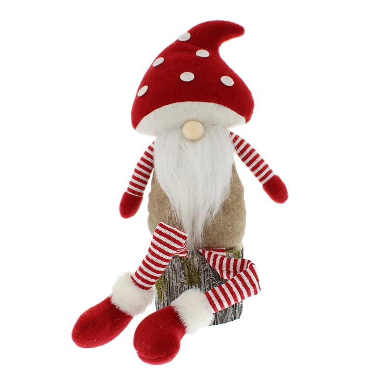 Festive Dangly Leg Gonk With Red Spotty Mushroom Hat 53cm - Red