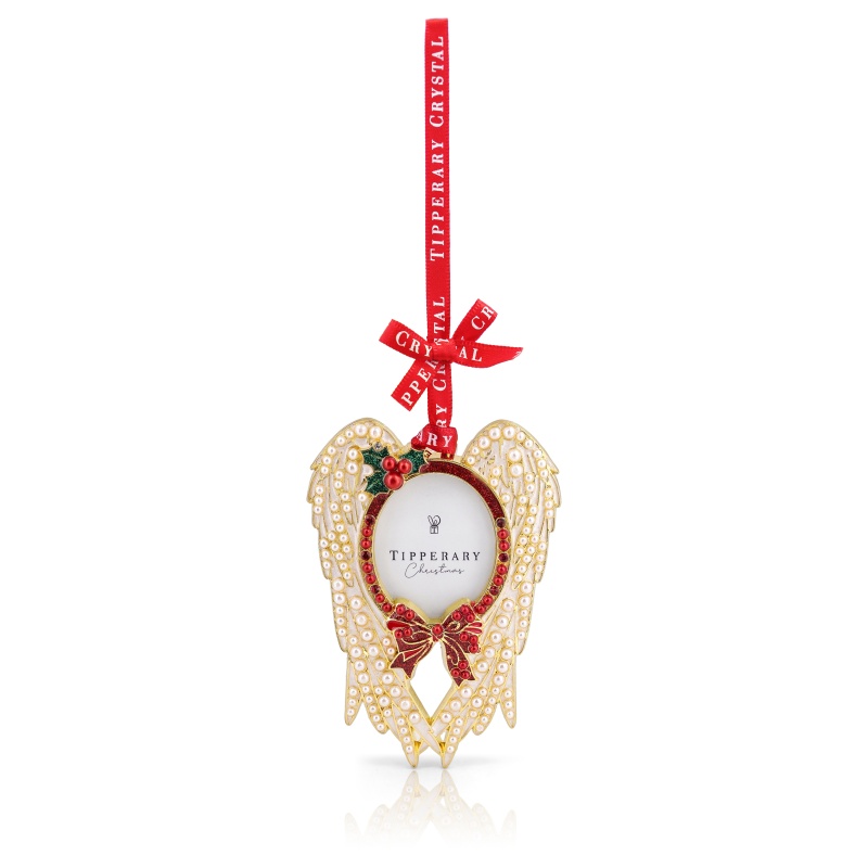 Tipperary Pearl Angel Wings Photo Frame Christmas Tree Decoration