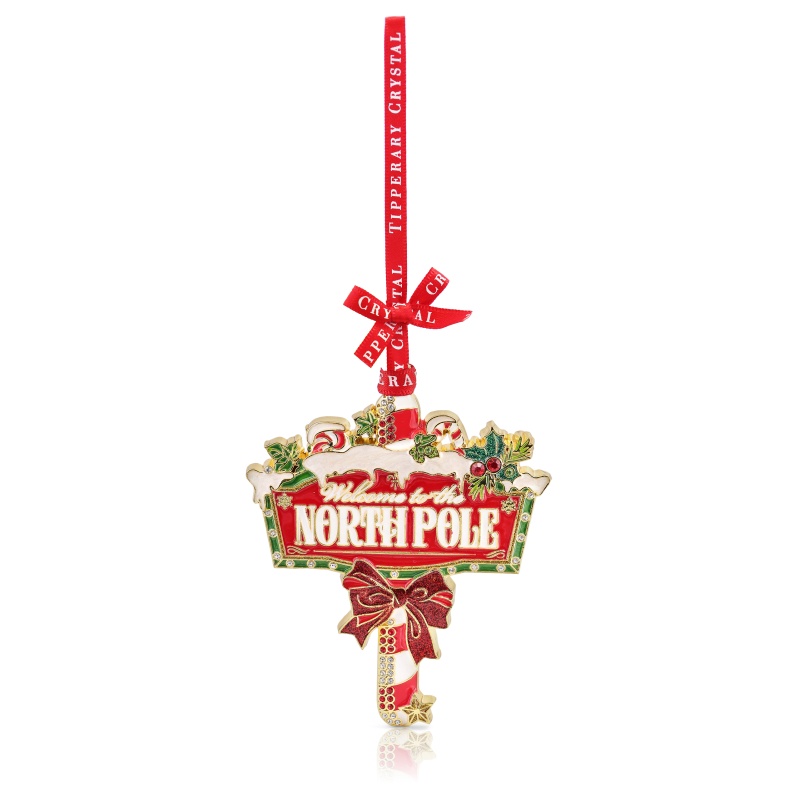 Tipperary Sparkle North Pole Sign Christmas Tree Decoration