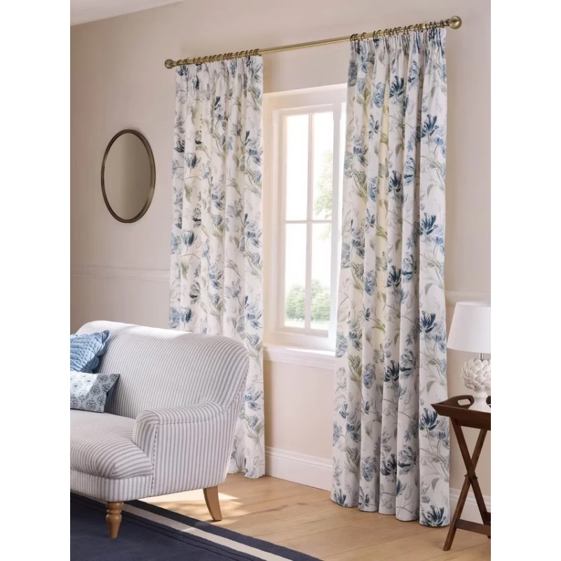 Laura Ashley Laura Ashley Gosford Lined Pencil Pleat Curtains - Heritage Blue