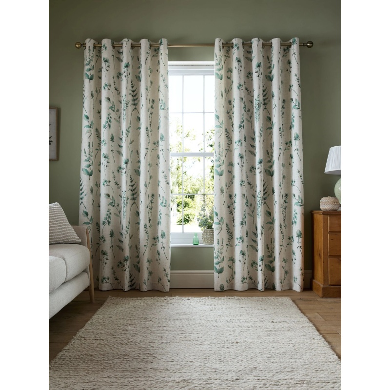 Catherine Lansfield Catherine Lansfield Watercolour Leaves Eyelet Curtains - Natural/Green