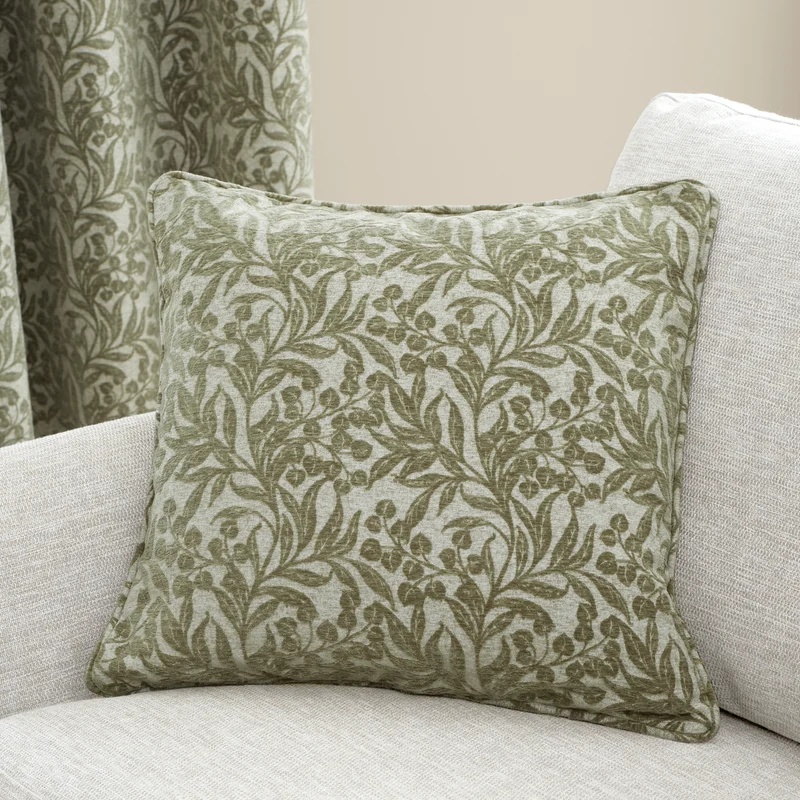 Bianca Chenille Leaves Cushion 50cm - Green