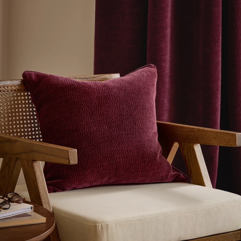 Yard Heath Velvet Textured Cushion 50cm - Beetroot