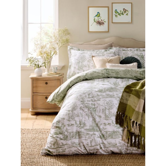 Laura Ashley Braysmith Toile Duvet Set - Olive Green