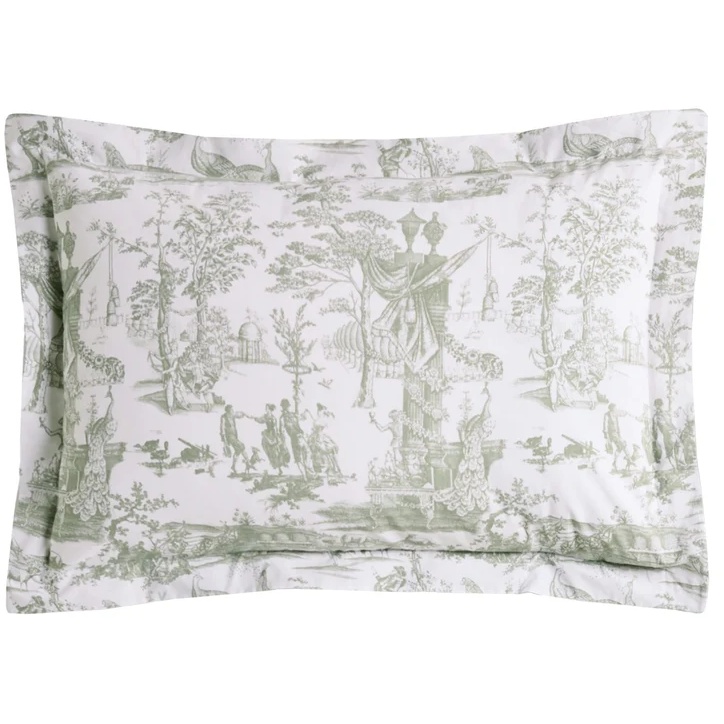 Laura Ashley Braysmith Toile Oxford Pillowcase Pair - Olive Green
