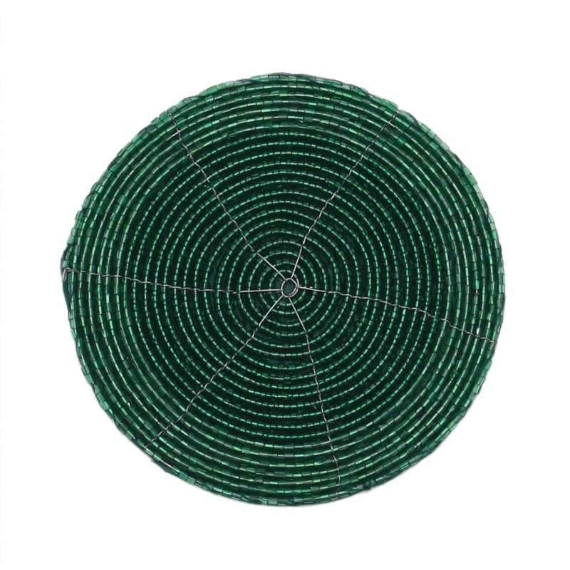 Peggy Wilkins Bliss Beaded Coasters Set Of 4 - Green