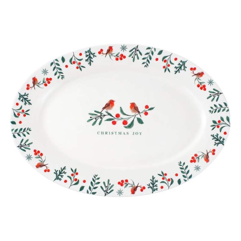 Christmas Joy Robin Serving Plate 41cm
