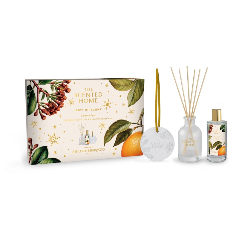 Ashleigh & Burwood Ashleigh & Burwood Christmas Spice Diffuser, Spray & Hanging Ceramic Gift Set