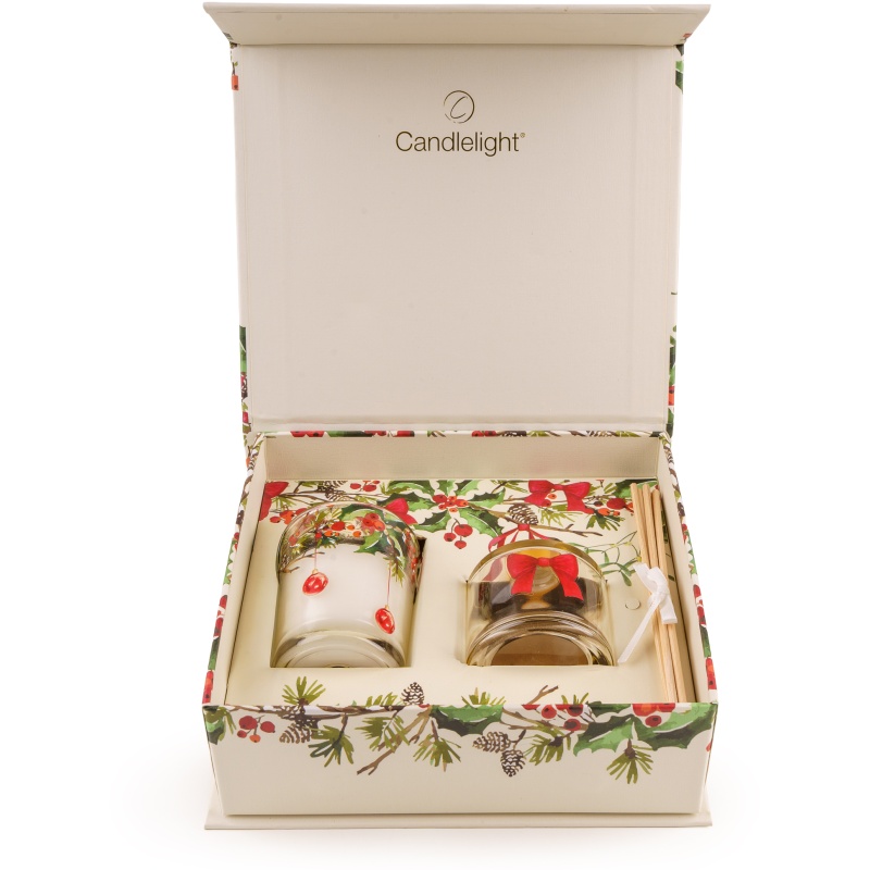Candlelight Candlelight Christmas Ribbons & Bows Reed Diffuser 50ml & Votive Candle Gift Set