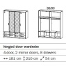 Stuttgart 4 Door Combination Wardrobe Soft Grey/Alpine White Dimensions