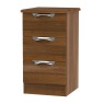 Cambourne Cam001 3 Drawer Narrow Bedside Chest with Noche Walnut Fronts and Surround