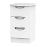 Cambourne Cam001 3 Drawer Narrow Bedside Chest with White Matt Fronts and White Surround