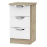 Cambourne Cam001 3 Drawer Narrow Bedside Chest with White Matt Fronts and Bordeaux Oak Surround