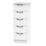 Cambourne Cam005 5 Drawer Narrow Chest with White Matt Fronts and White Surround
