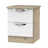 Cambourne Cam005 2 Drawer Narrow Chest with White Matt Fronts and Bordeaux Oak Surround