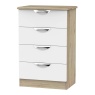 Cambourne Cam008 4 Drawer Midi Chest with White Matt Fronts and Bordeaux Oak Surround