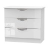 Cambourne Cam010 3 Drawer Chest with White Gloss Fronts and White Surround