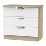 Cambourne Cam010 3 Drawer Chest with White Matt Fronts and Bordeaux Oak Surround
