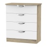 Cambourne Cam011 4 Drawer Chest with White Matt Fronts and Bordeaux Oak Surround