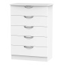 Cambourne Cam012 5 Drawer Chest with White Matt Fronts and White Surround