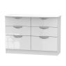 Cambourne Cam015 6 Drawer Midi Chest with White Gloss Fronts and White Surround