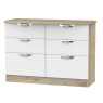 Cambourne Cam015 6 Drawer Midi Chest with White Matt Fronts and Bordeaux Oak Surround