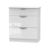 Cambourne Cam049 3 Drawer Deep Chest with White Gloss Fronts and White Surround