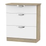 Cambourne Cam049 3 Drawer Deep Chest with White Matt Fronts and Bordeaux Oak Surround